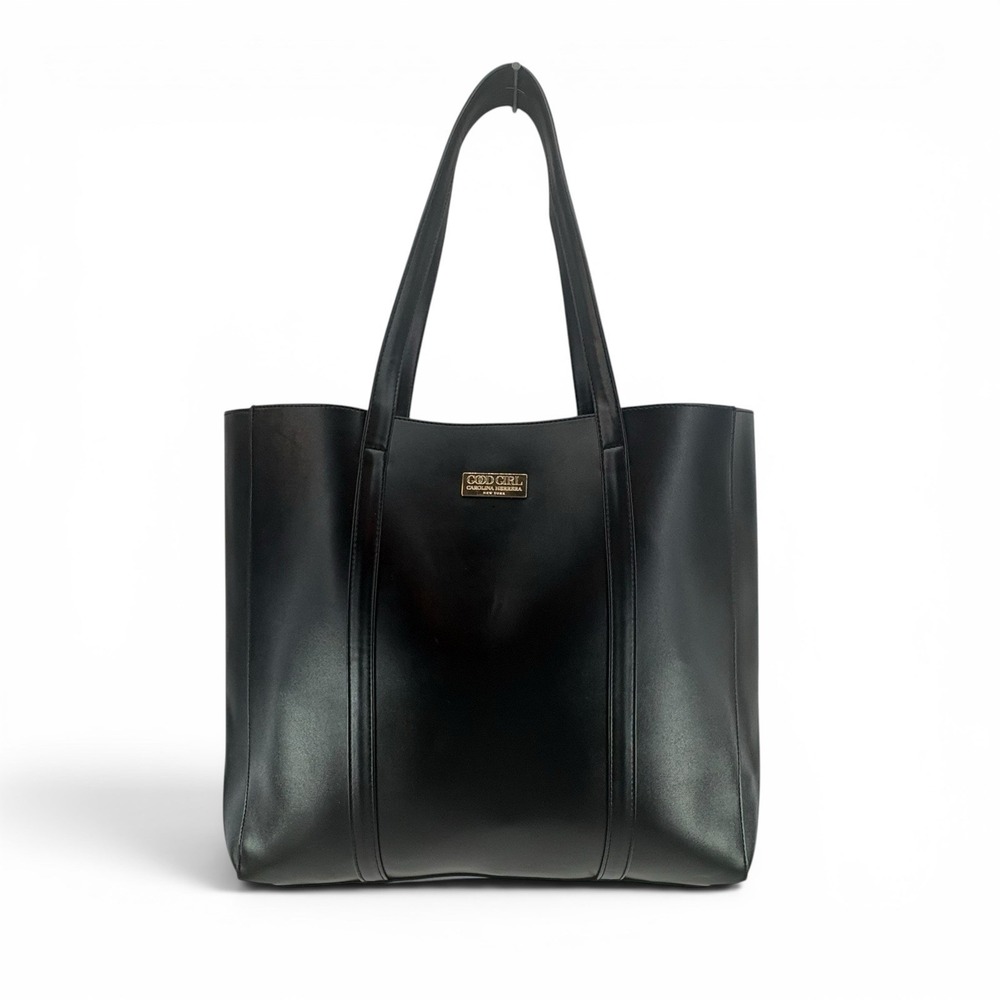 Good Girl‎ Carolina Herrera Extra Large Faux Leather Tote Black Gold Logo